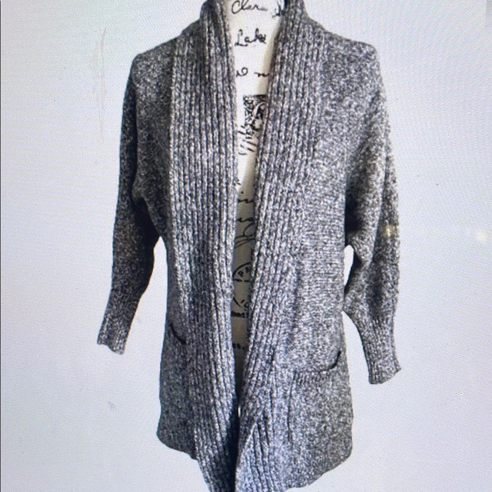 Gray Open-Front Cardigan Sweater